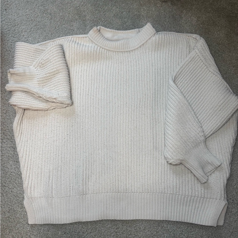 Aerie Cream Oversized Knit Sweater